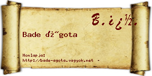 Bade Ágota névjegykártya